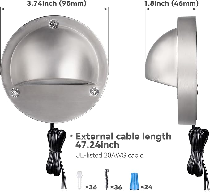 LEONLITE 12-Pack Update 5CCT LED Low Voltage Deck Lights, 180LM 3.5inch