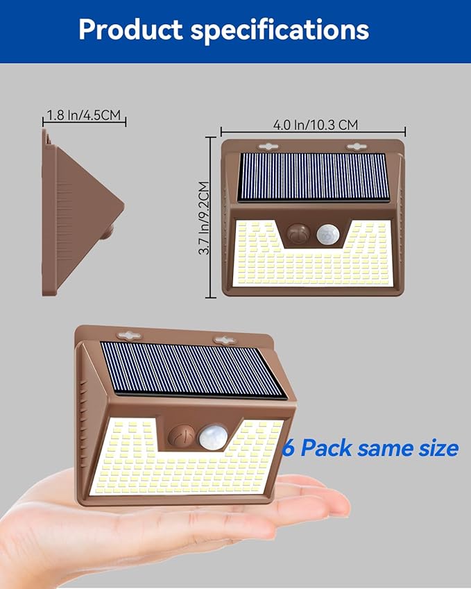 Peasur Solar Lights Outdoor Motion Sensor, Ultra-Bright 3 Mode Fence Security