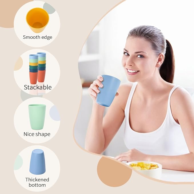 Lazycorner Wheat Straw Cup 12 Pcs Drinking Glasses Unbreakable Drinking Cup