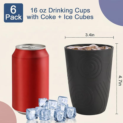 Wheat Straw Cups 6 PCS - 16 OZ Drinking Glasses