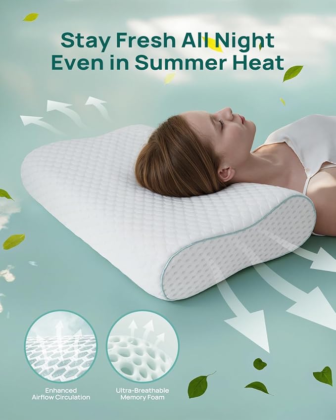 Ergonomic Memory Foam Pillow - Orthopedic Cervical Support Pillow for Neck & Shoulder Pain Relief, Adjustable Contour Pillow for All Sleeping Positions，King Size