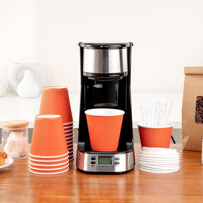 Restaurantware 8 Ounce Double Wall Disposable Coffee Cups, 500 Insulated Orange