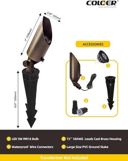 COLOER Die-cast Brass Landscape Spot Lights Outdoor