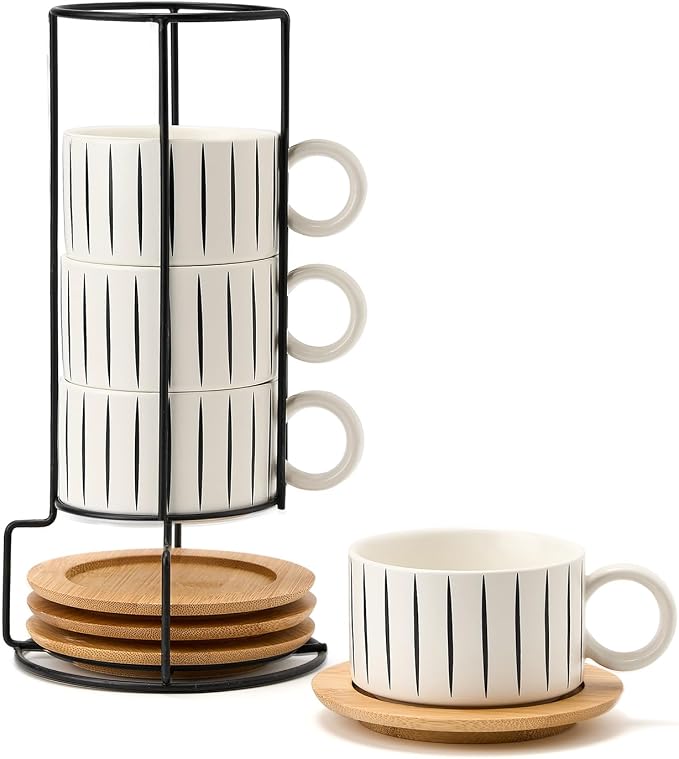LUKA 6 Ounce Porcelain Stackable Espresso Cups