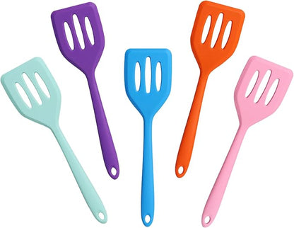 5 Pcs Small Silicone Spatula, Mini Slotted Turner, Small Serving Spatulas for Egg, Steak, Pancake