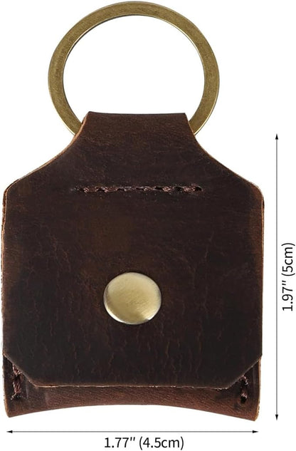 Jack&Chris Genuine Leather SD Card Holder Keychain, Anti-Shock Anti-Dust SD Card Case, Portable Camera Accessories for SD CF CFexpress Micro SD Nano SIM and Micro SIM Cards, Red Brown