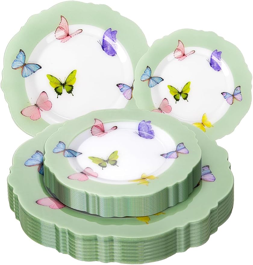 20PCS Green Butterfly Plates