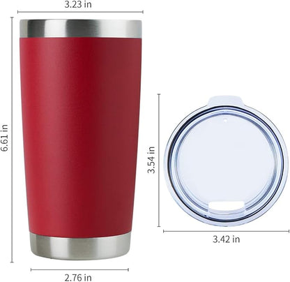 DOMICARE 20oz Stainless Steel Tumbler Bulk with Lid, Double Wall Vacuum Insulated Travel Mug, Powder Coated Coffee Cup (Powder Red, 1)