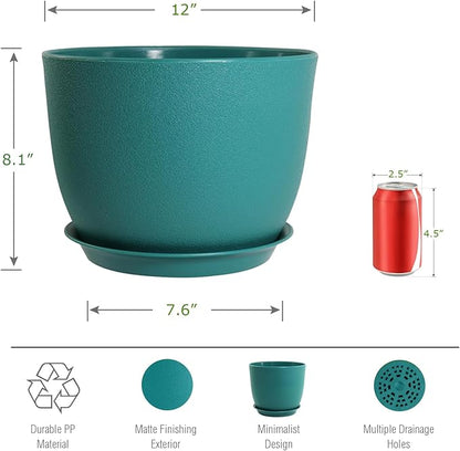 12inch Large Plant Pot, Modern Plastic Planter