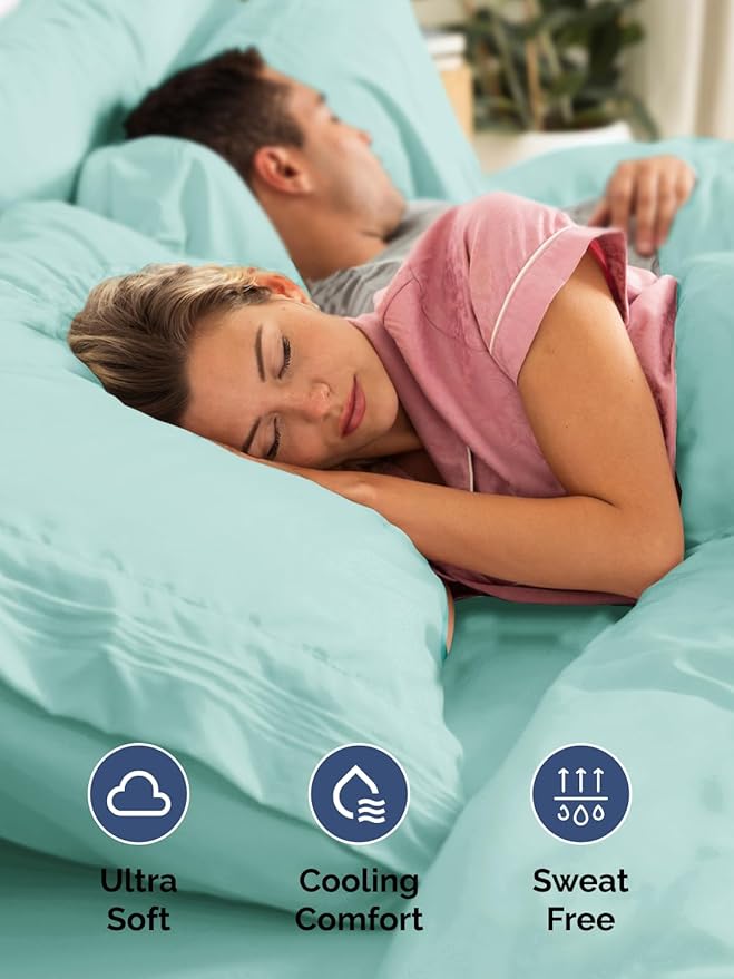 Extra Deep Twin XL Fitted Sheet - Hotel Luxury Single Fitted Sheet Only - Easily Fits 18 inch to 24 inch Mattress - Ultra Soft, Wrinkle & Fade Free w/Extra Deep Pocket - Breathable & Comfy - Spa Blue