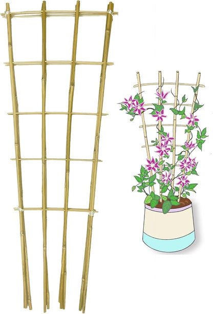Natural Bamboo Trellis, Fan-Shaped Plant Support Trellis
