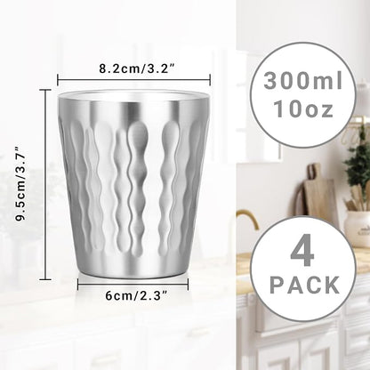 Stainless Cups, 10 oz Insulated Tumbler, 4 Pack Double Wall Unbreakable