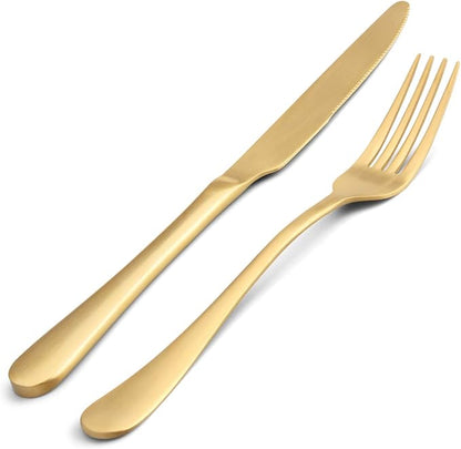 Matte Gold Silverware Set, Satin Finish 20-Piece Stainless Steel Flatware Set
