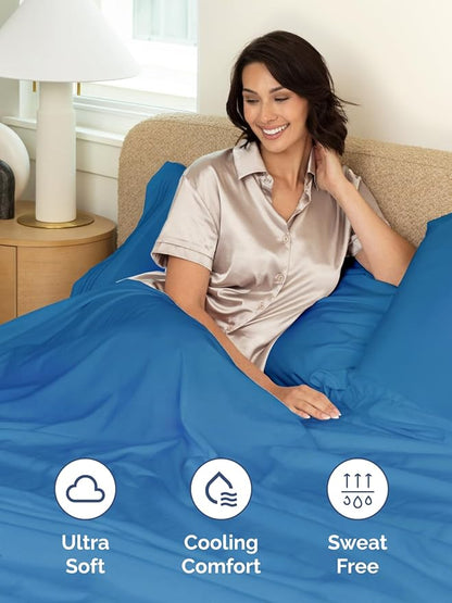 Extra Deep King Fitted Sheet - Hotel Luxury Single Fitted Sheet Only - Easily Fits 18 inch to 24 inch Mattress - Ultra Soft, Wrinkle & Fade Free w/Extra Deep Pockets - Breathable & Comfy - Royal Blue