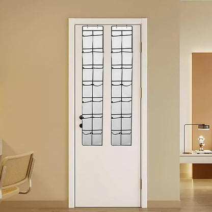 Over The Door Shoe Organizer, 14 Large Mesh Pockets Hanging Shoe Rack for Closet Organizers and Storage, White, 2-pack (white)