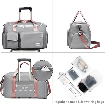 NPBAG Women Travel Duffel, Multi Functional Large Expandable Weekender Carry-on Tote, Gym Workout Overnight Bag, Mommy Hospital Bag for Labor and Delivery