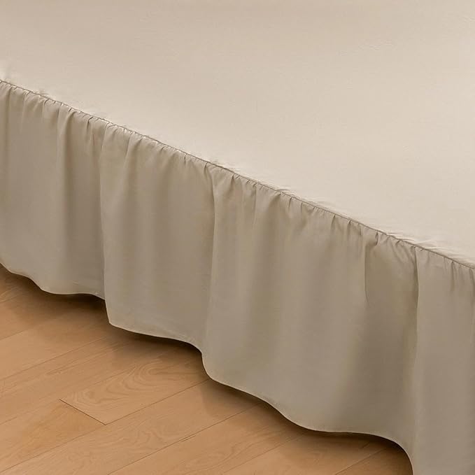 Bed Skirt Twin Size Ruffled Bed Skirt with Split Corners, 16 Inch Drop Dust Ruffle Bed Skirt with Platform-Twin,16 Inch, Light Camel