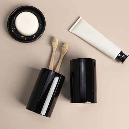 Gaolinci 2 Pcs Simple Solid Color Ceramic Mouthwash Cups, Bathroom Brushing Cup