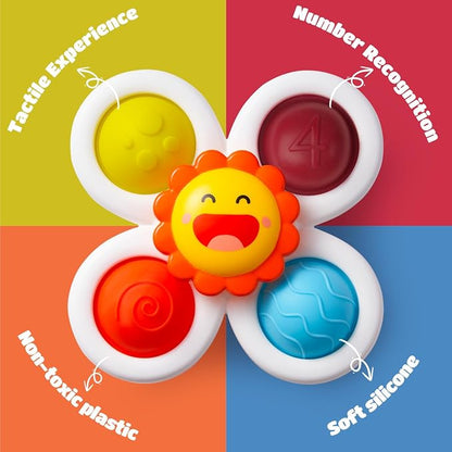 LiKee Strong Suction Cup Fidget Rotating Sensory Bath Toys