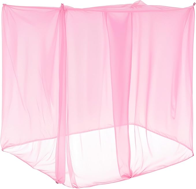 4 Corners Mosquito Net for Mosquiteros para Camas Bed Canopies Netting Bed Drapes Rectangular Mosquito Mesh for Camping Home Outdoor Travel(Pink,L75 X W59 X H67 Inch,Opening)