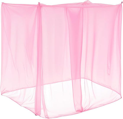 4 Corners Mosquito Net for Mosquiteros para Camas Bed Canopies Netting Bed Drapes Rectangular Mosquito Mesh for Camping Home Outdoor Travel(Pink,L75 X W59 X H67 Inch,Opening)