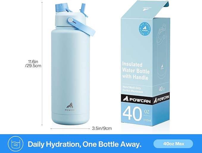 POWCAN 40 oz Insulated Water Bottle