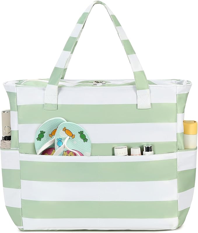 Waterproof Beach Tote Pool Bags for Women Ladies Extra Large Gym Tote Carry On Bag With Wet Compartment for Weekender Travel