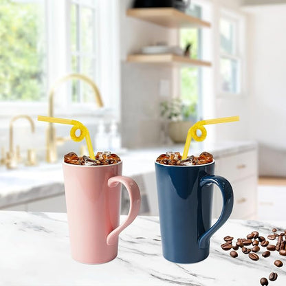 20 OZ Simple Pure Pink Blue Mug Plain Large Tall Ceramic Milk Tea Coffee Mug