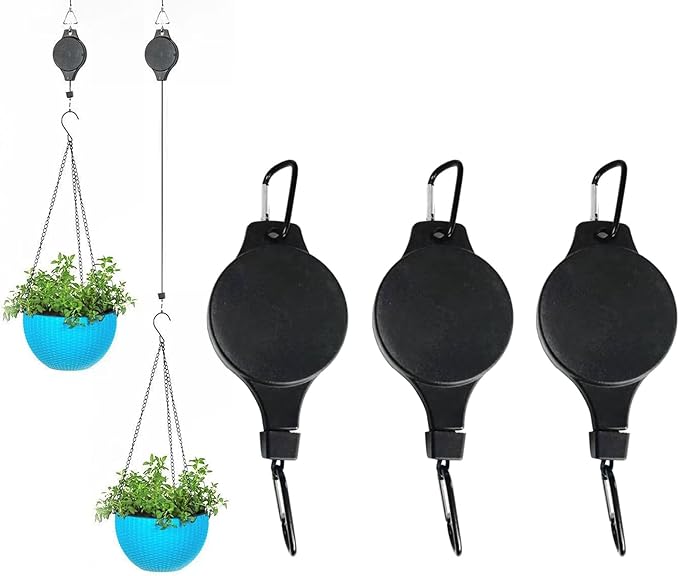 3Pack Retractable Plant Hanger Pulley System