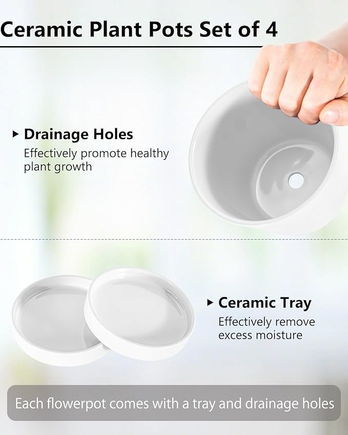 EFISPSS Flower Planter –5 inch Ceramic Plant Pots