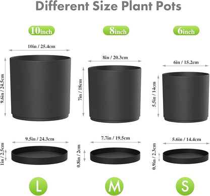 10/8/6 inch Large Deep Plant Pots
