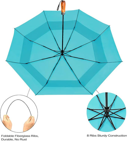 Lejorain Large Folding Golf Umbrella - Compact Mens Umbrellas Travel Rain and Windproof 54inch Collapsible Automatic Open Close Umbrella 210T Teflon Vented Double Canopy