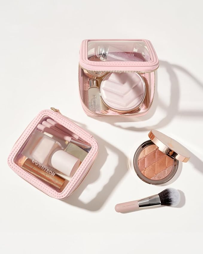 ROWNYEON Clear Makeup Case Toiletry Bag Multipurpose Travel Makeup Train Case Portable Cosmetic Organizer Transparent Storage Bag