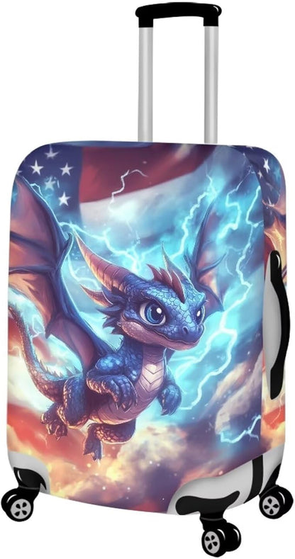 Dragon Suitcase Cover for Luggage Stretchable Washable Spandex Travel Luggage Protector Cover Anti-Scratch Zip Travel Essential for Suitcase American Flag Baggage Case, 18-32''