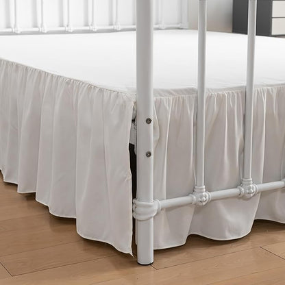 Bed Skirt Full Size Ruffled Bed Skirts with Split Corners, 22 Inch Drop Dust Ruffle Bed Skirt with Platform, Ivory, Full - 22" Drop