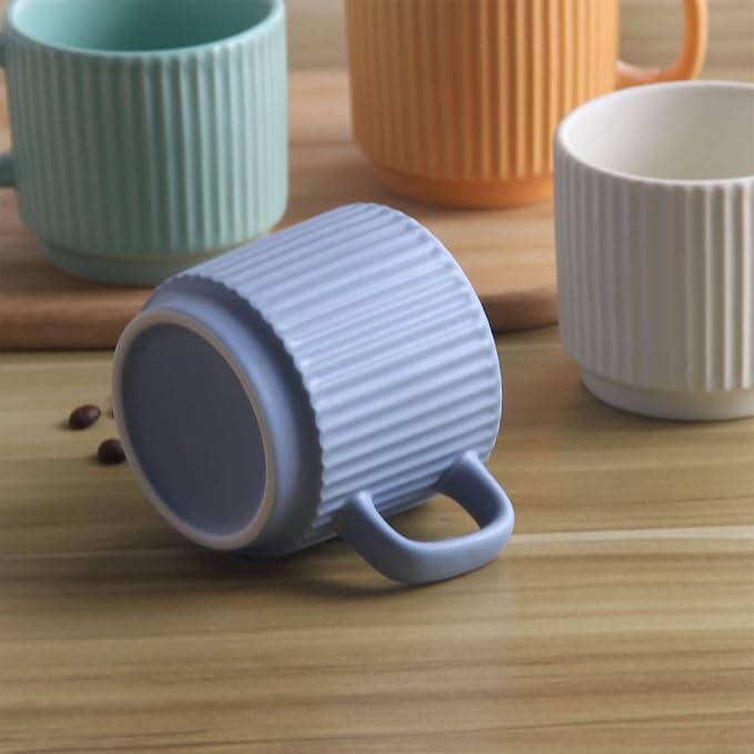 Stackable Coffee Mugs Set of 4, 7 OZ Ceramics Espresso Cups