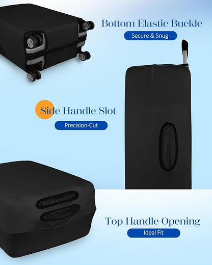 Slohif Luggage Cover for Suitcase Tsa Approved Protector - Luggage Sleeve Suit Case Cover Travel Stretch Large Baggage Case Protective Washable Fit 30-32 Inch Black