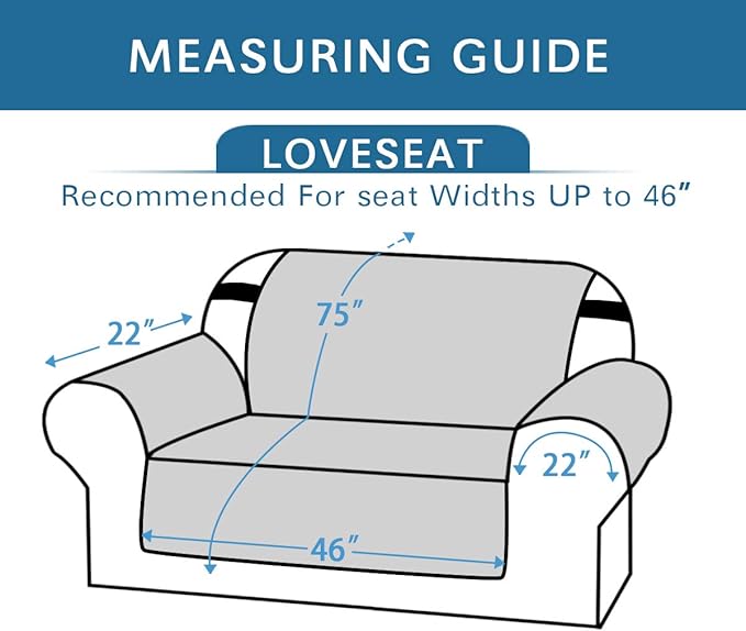 H.VERSAILTEX Reversible Loveseat Cover Furniture Protector Anti-Slip Water Resistant 2 Inch Wide Elastic Straps Couch Covers Pets Kids Fit Sitting Width Up to 46"(Love Seat: 75" x 90", Khaki/Beige)