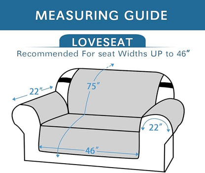 H.VERSAILTEX Reversible Loveseat Cover Furniture Protector Anti-Slip Water Resistant 2 Inch Wide Elastic Straps Couch Covers Pets Kids Fit Sitting Width Up to 46"(Love Seat: 75" x 90", Khaki/Beige)