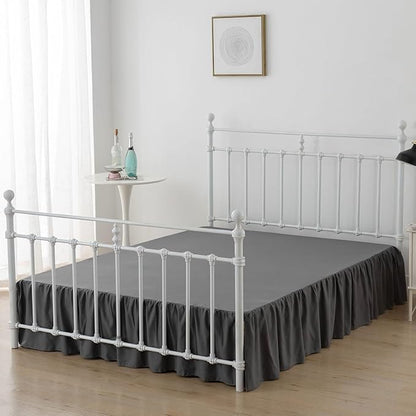 Bed Skirt Ruffled Bed Skirt with Split Corners, 18 Inch Drop Dust Ruffle Bed Skirt with Platform, Dark Grey,18" Full