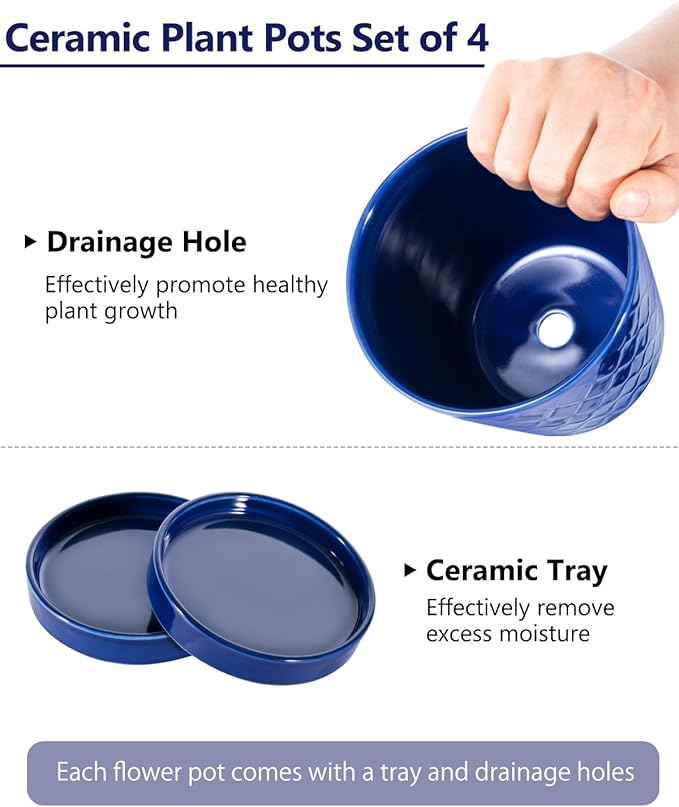 EFISPSS Ceramic Plant Pots, 5Inch Pots