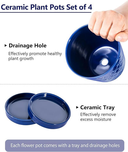 EFISPSS Ceramic Plant Pots, 5Inch Pots