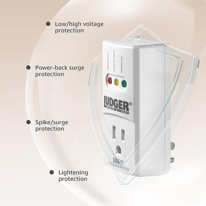 Ludger Power Surge Protector for Refrigerator (LUDX-RF), ETL Certified, Connects to Most Domestic Refrigerators, 4-Minute Safety Cycle, 3 Modes LED Indicator, Fire-Resistant Shell