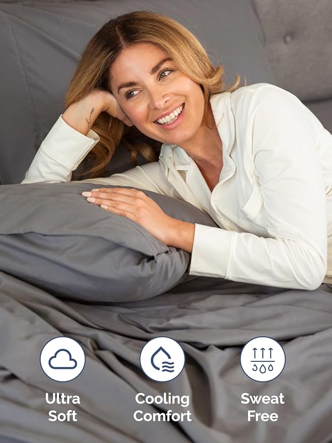 Extra Deep King Sheet Set - 6 Piece Breathable and Cooling Sheets - Hotel Luxury Bed Sheets Set - Easy & Secure Fit - Soft, Wrinkle Free and Comfy Sheets Set - Grey Sheet Set with Extra Deep Pockets