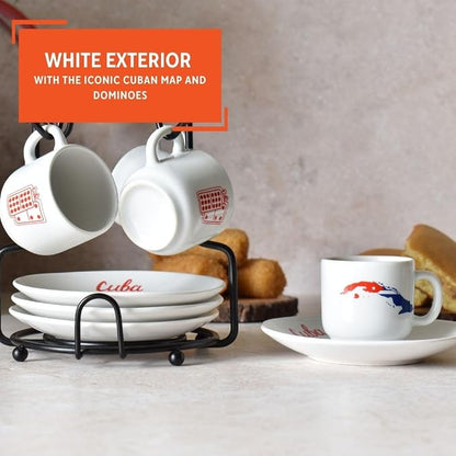 IMUSA 8 Piece Stoneware 1.5 Oz Cuba Espresso Coffee Set