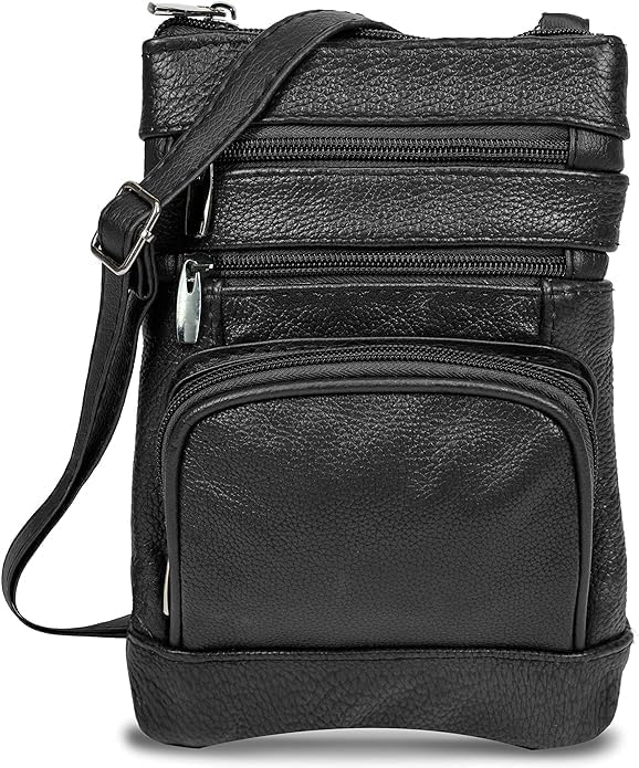 Krediz leather Crossbody Purses for Women, Multi Pocket Crossbody Purse with Adjustable Strap, Soft & Durable Leather Purse