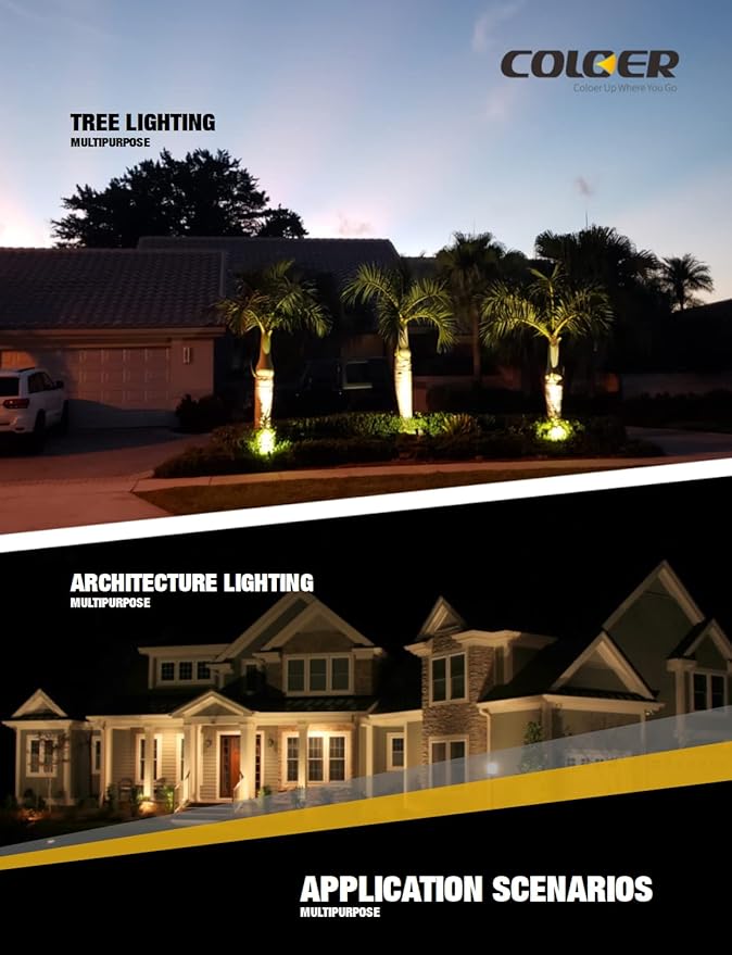 COLOER Brass Landscape Spotlights, 12 Pack Spot Lights Outdoor