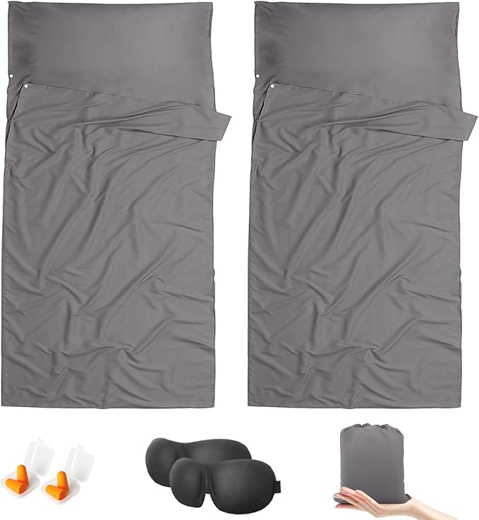 Sleeping Bag Liner,Travel Sheet & Adult Sleep Sack, Camping Sheets Travel Sleep Sack for Backpacking,Hotels & Hostels -Lightweight Single &Double Travel Sheet Camping Sheets