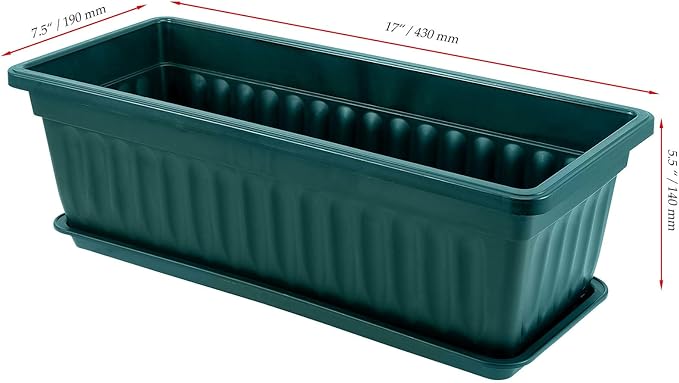 JOIKIT 6 Packs 17 x 7.5 x 5.5 Inch Plastic Window Planter Boxes