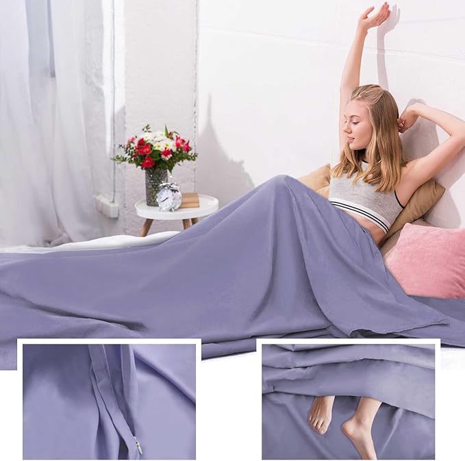 Sleeping Bag Liner,Travel Sheet & Adult Sleep Sack, Camping Sheets Travel Sleep Sack for Backpacking,Hotels & Hostels -Lightweight Single &Double Travel Sheet Camping Sheets